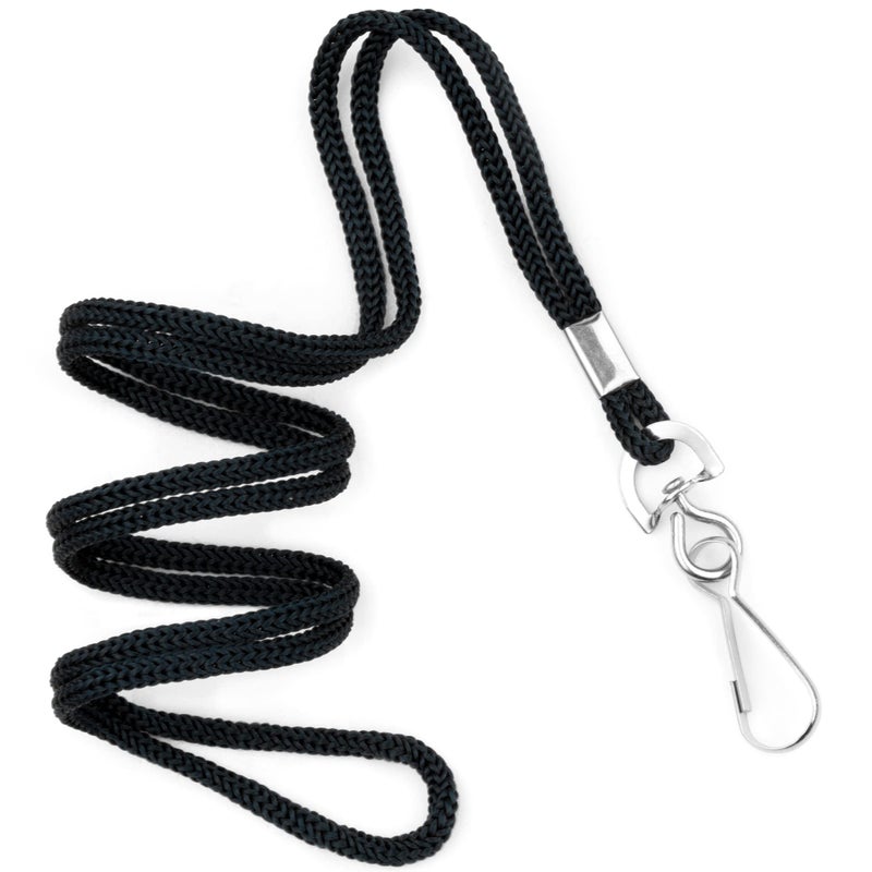 MIFFLIN-USA Lanyard (Black, 36 Inch, 100 Pack), ID Badge Lanyards, Round Woven Lanyards with J-Hook - Image 1